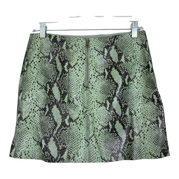 Alice Olivia Elana Snake Print Mini Skirt Size 6 Green Sage - Picture 3 of 10